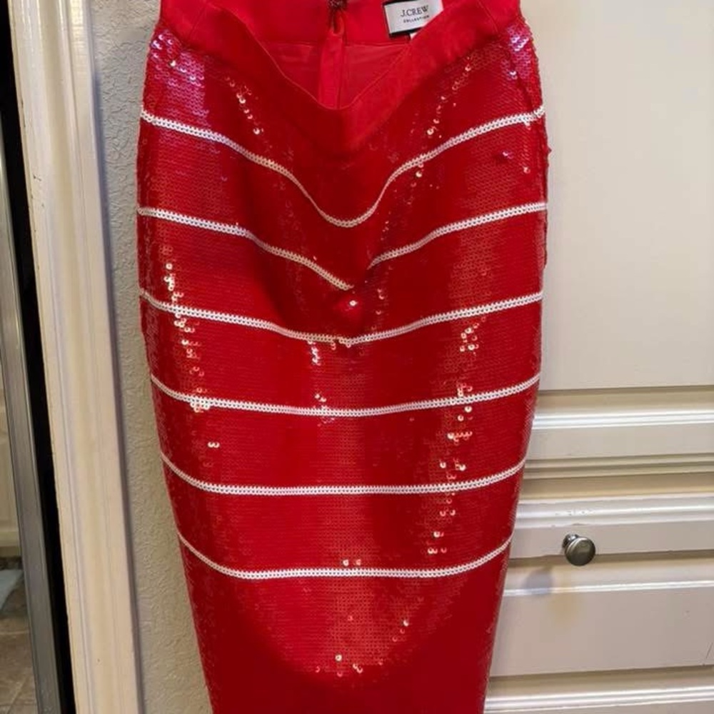 J. Crew Vibrant Red Sequin Pencil Skirt